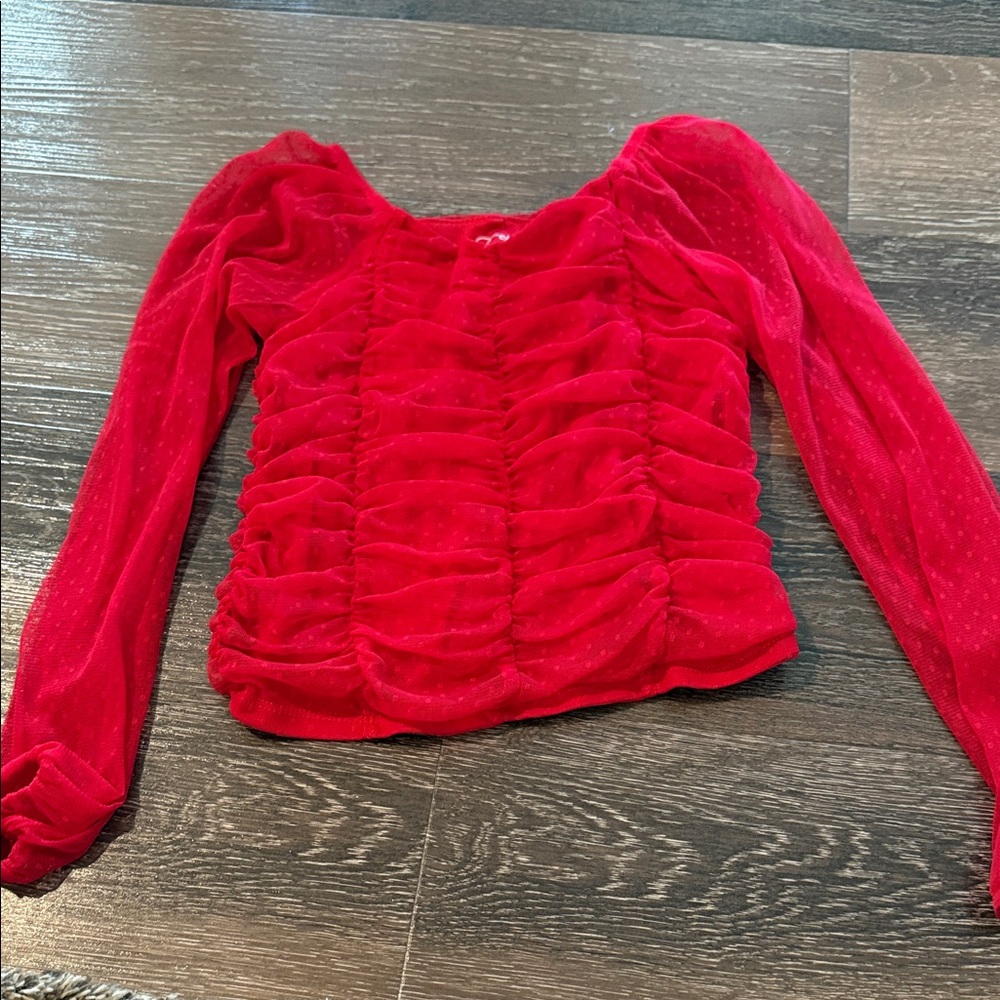 Art Class Red Ruched Kids Blouse